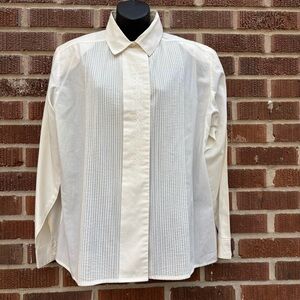 Vintage Silvercord Womens 16 Long Sleeve Button Up Shirt Embroidered pleated top